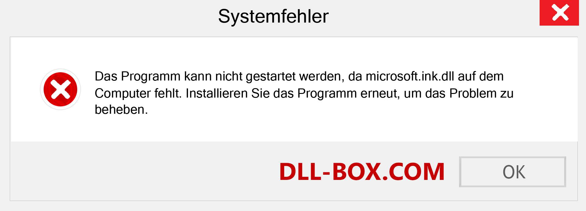 microsoft.ink.dll-Datei fehlt?. Download für Windows 7, 8, 10 - Fix microsoft.ink dll Missing Error unter Windows, Fotos, Bildern